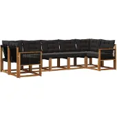 vidaXL Buiten bank set 7 st Naturel en Zwart