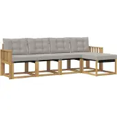 vidaXL Buiten bank set 5 st Wit en Lichtgrijs