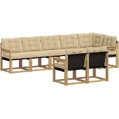 vidaXL Buiten bank set 8 st Wit en Beige