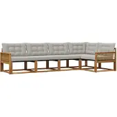 vidaXL Buiten bank set met kussen 5 pcs Naturel en lichtgrijs