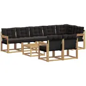 vidaXL Buiten bank set 9 st Wit en zwart
