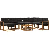 vidaXL Buiten bank set 9 st Naturel en Zwart