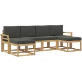 vidaXL Buiten bank set 6 st Wit en antracietkleurig Polyester