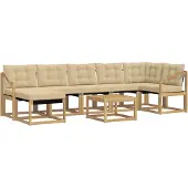 vidaXL Buiten bank set 8 st Wit en Beige
