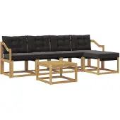 vidaXL Buiten bank set 6 st Wit en zwart