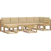 vidaXL Buiten bank set 8 st Wit en Beige Polyester