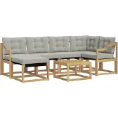 vidaXL Buiten bank set 7 st Wit en Lichtgrijs
