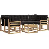 vidaXL Buiten bank set 7 st Wit en zwart
