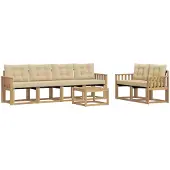 vidaXL Buiten bank set 7 st Wit en Beige