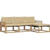 vidaXL Buiten bank set 4 st Wit en Beige