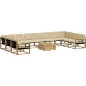vidaXL Buiten bank set 11 st Wit en Beige