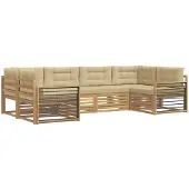 vidaXL Buiten bank set 6 st Wit en Beige Massief Acacia Hout
