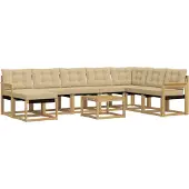 vidaXL Buiten bank set 9 st Wit en Beige