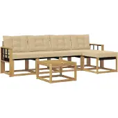 vidaXL Buiten bank set 6 st Wit en Beige