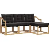 vidaXL Buiten bank set 4 st Wit en zwart