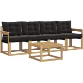 vidaXL Buiten bank set 5 st Wit en zwart