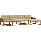vidaXL Buiten bank set 5 st Natuurlijk en Beige