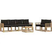 vidaXL Buiten bank set 7 st Wit en zwart