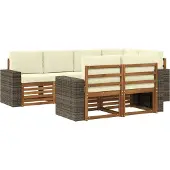 vidaXL Buiten bank set 7 st Natuurlijk en Crème Polyester