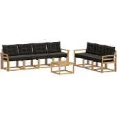 vidaXL Buiten bank set 8 st Wit en zwart