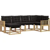 vidaXL Buiten bank set 6 st Wit en zwart
