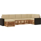vidaXL Buiten bank set 7 st Natuurlijk en Beige