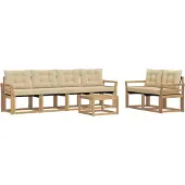 vidaXL Buiten bank set 7 st Wit en Beige