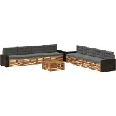 vidaXL Buiten bank set 9 st Natuurlijk en Antraciet Polyester