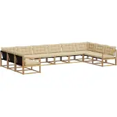 vidaXL Buiten bank set 10 st Wit en Beige