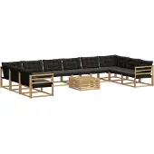 vidaXL Buiten bank set 11 st Wit en zwart