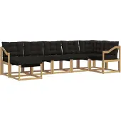 vidaXL Buiten bank set met kussen 7 pcs Wit en zwart