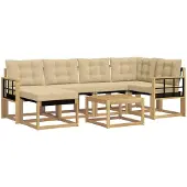 vidaXL Buiten bank set 7 st Wit en Beige