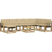 vidaXL Buiten bank set 9 st Wit en Beige