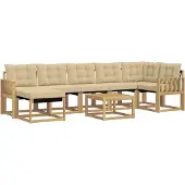 vidaXL Buiten bank set 8 st Wit en Beige