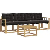vidaXL Buiten bank set 5 st Wit en zwart