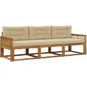vidaXL Buiten bank set 3 st Natuurlijk en Beige