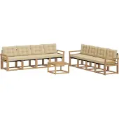 vidaXL Buiten bank set 9 st Wit en Beige