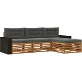 vidaXL Buiten bank set 4 st Natuurlijk en Antraciet Polyester