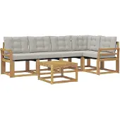 vidaXL Buiten bank set 6 st Wit en Lichtgrijs