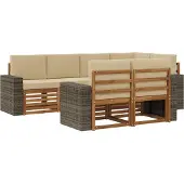 vidaXL Buiten bank set 7 st Natuurlijk en Beige Polyester