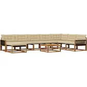 vidaXL Buiten bank set 9 pcs Natuurlijk en Beige Massief Acacia Hout