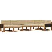 vidaXL Buiten bank set 6 st Natuurlijk en Beige