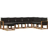 vidaXL Buiten bank set 8 st Naturel en Zwart