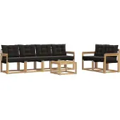 vidaXL Buiten bank set 7 st Wit en zwart