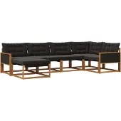 vidaXL Buiten bank set 6 st Naturel en Zwart Massief Acacia Hout