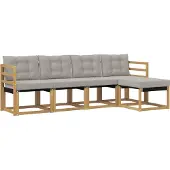 vidaXL Buiten bank set 5 st Wit en Lichtgrijs