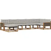 vidaXL Buiten bank set 7 st Naturel en lichtgrijs Massief Acacia Hout