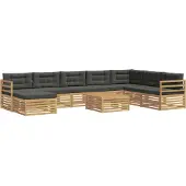 vidaXL Buiten bank set 9 st Wit en antracietkleurig Polyester