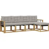 vidaXL Buiten bank set 5 pcs Wit en Lichtgrijs