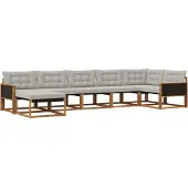vidaXL Buiten bank set 7 st Naturel en lichtgrijs Massief Acacia Hout